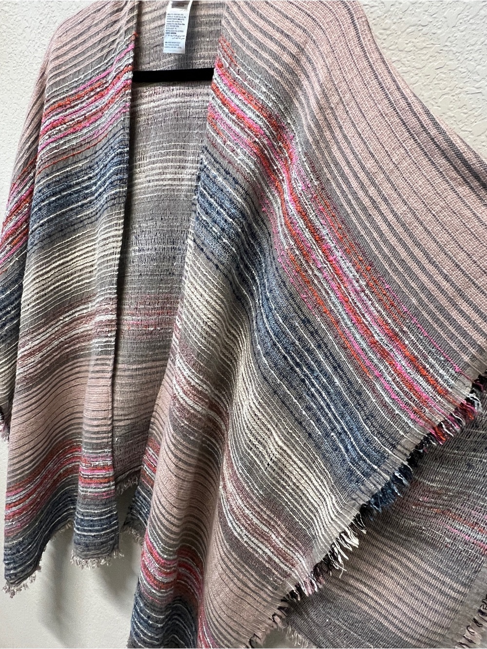 Chico's Multi-Color Metallic Striped Kimono Wrap Poncho One Size - Picture 9 of 13